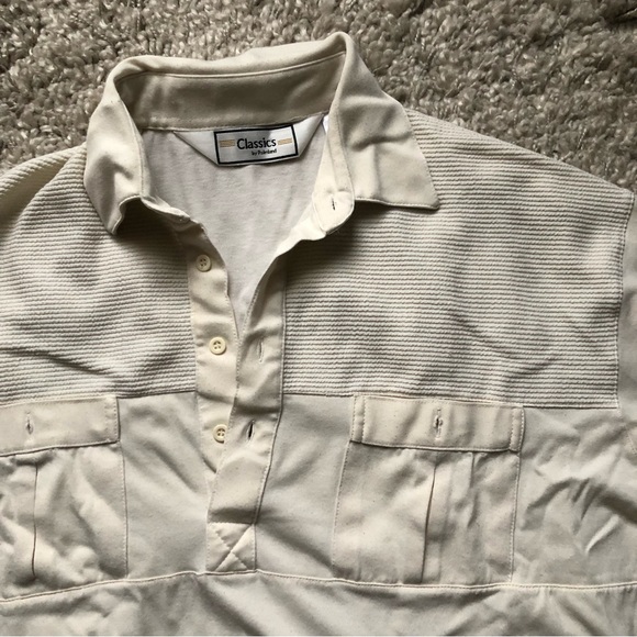 Vintage cream button up polo shirt - Picture 2 of 4
